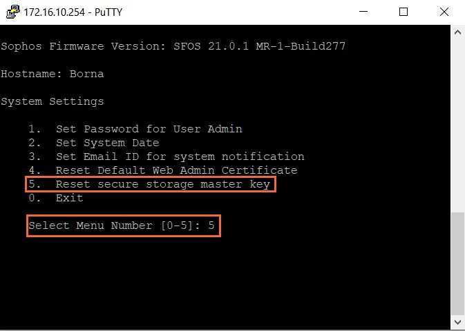 system setting-آموزش فعالسازی Secure Storage Masterkey در فایروال سوفوس